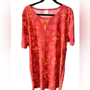Lularoe‎ 3X rust & orange tribal print Julia pencil dress . NWT. Striking print!